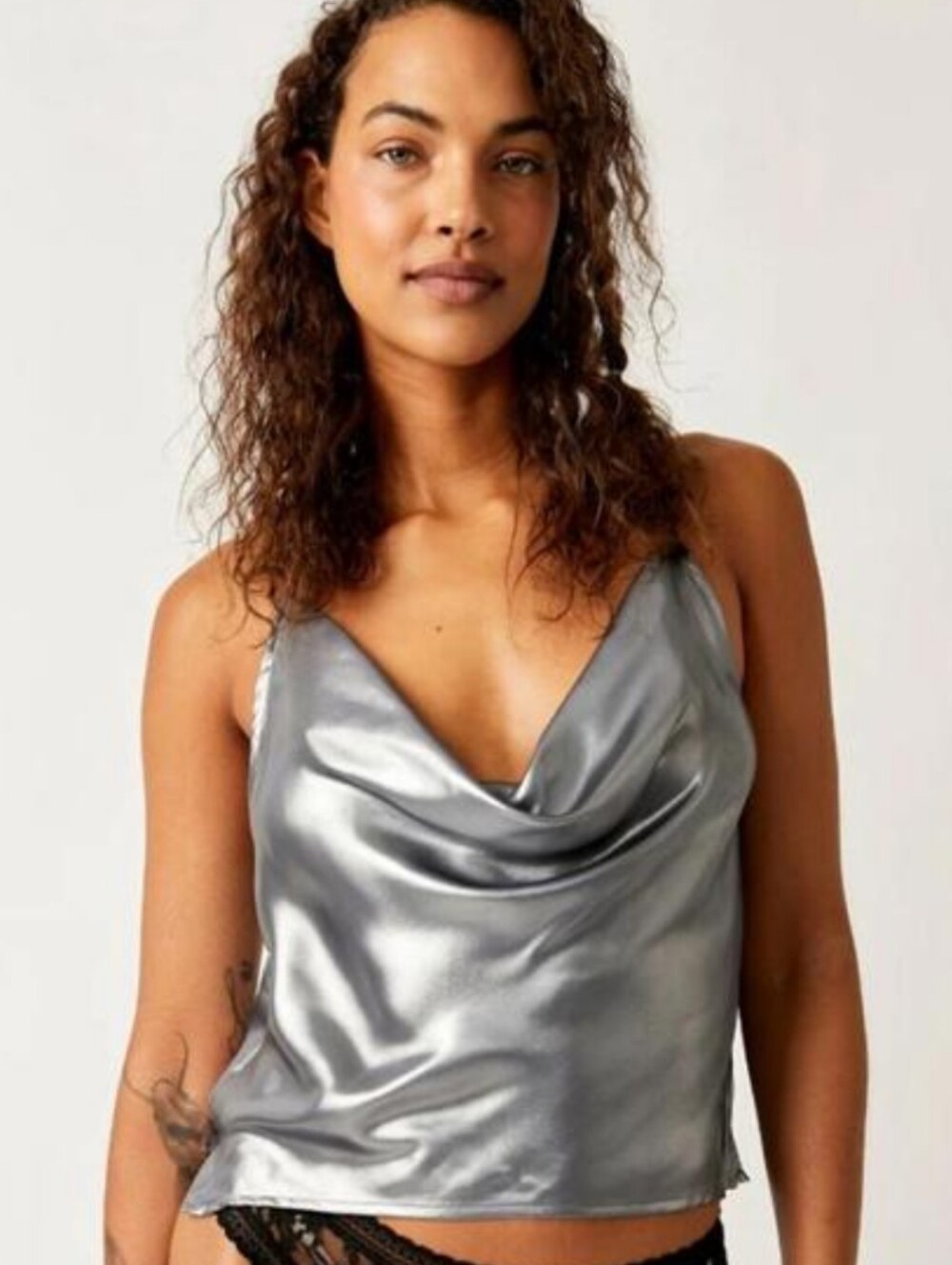 NWT Free People x Intimately FP Sunset Shimmer Woven Cami Silver Women's Large